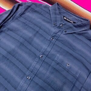 Travis Mathew Shirt Men's Large Dark Gray‎ Long Sleeve Button Up Pocket Striped